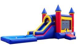 Blue and Red Bounce House Waterslide Combo